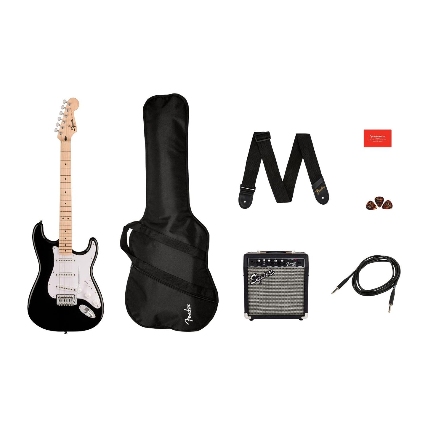 Chitarra Elettrica FENDER Squier Sonic Stratocaster - Strat Pack Black (Chitarra + Ampli + Accessori)