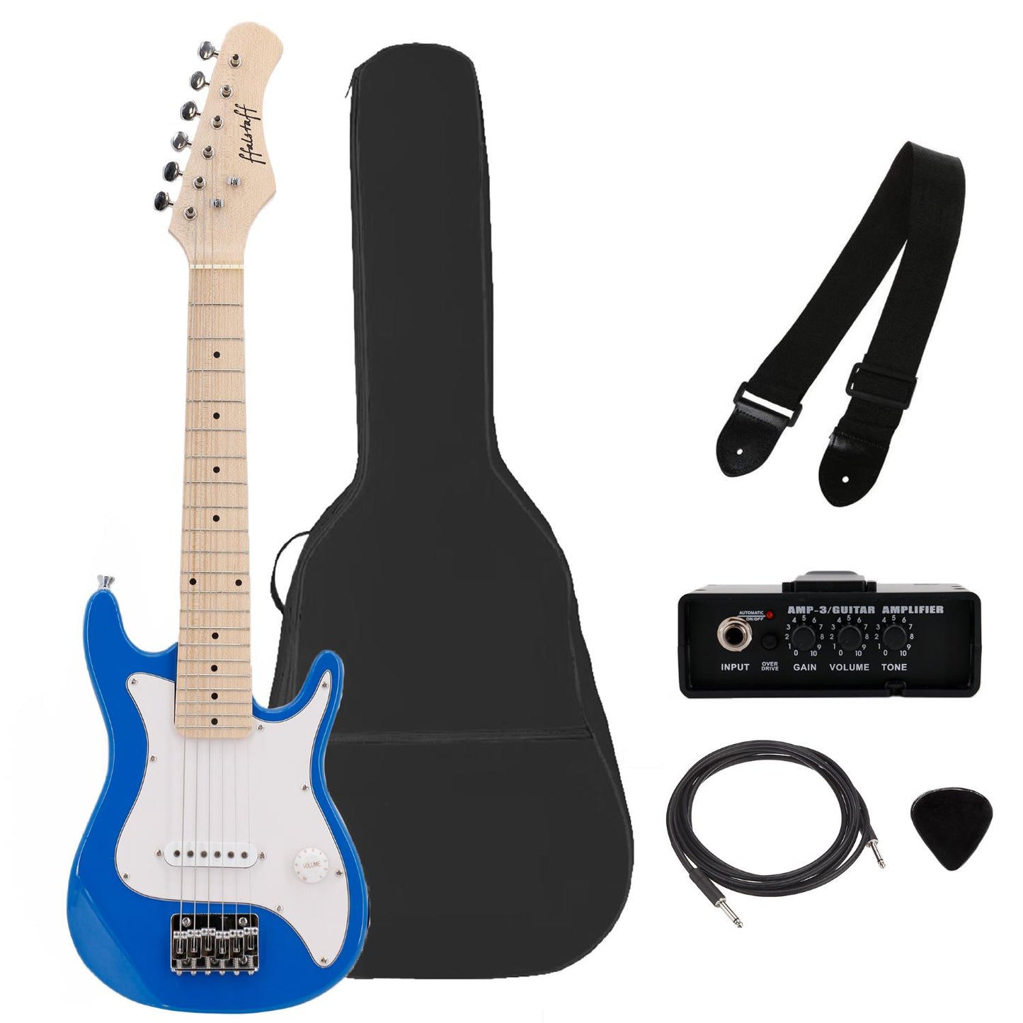 Chitarra Elettrica da 30" con Ampli 3W e Accessori (Blu) ffalstaff Kit