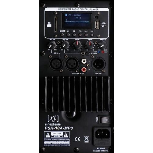 Sinextesis Cassa Attiva 250W (LF 10" + HF 1") con Display LCD, Player Mp3 (USB/SD), Radio FM e Telecomando