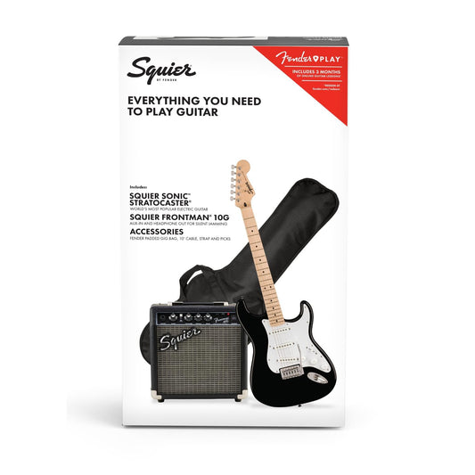 Chitarra Elettrica FENDER Squier Sonic Stratocaster - Strat Pack Black (Chitarra + Ampli + Accessori)