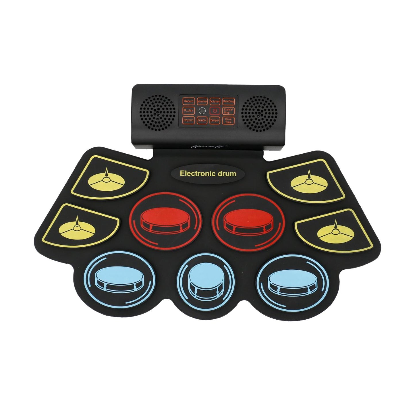 ffalstaff Pad Batteria Elettronica Stereo Portatile con 9 Pad e 2 Pedali (Ricaricabile)