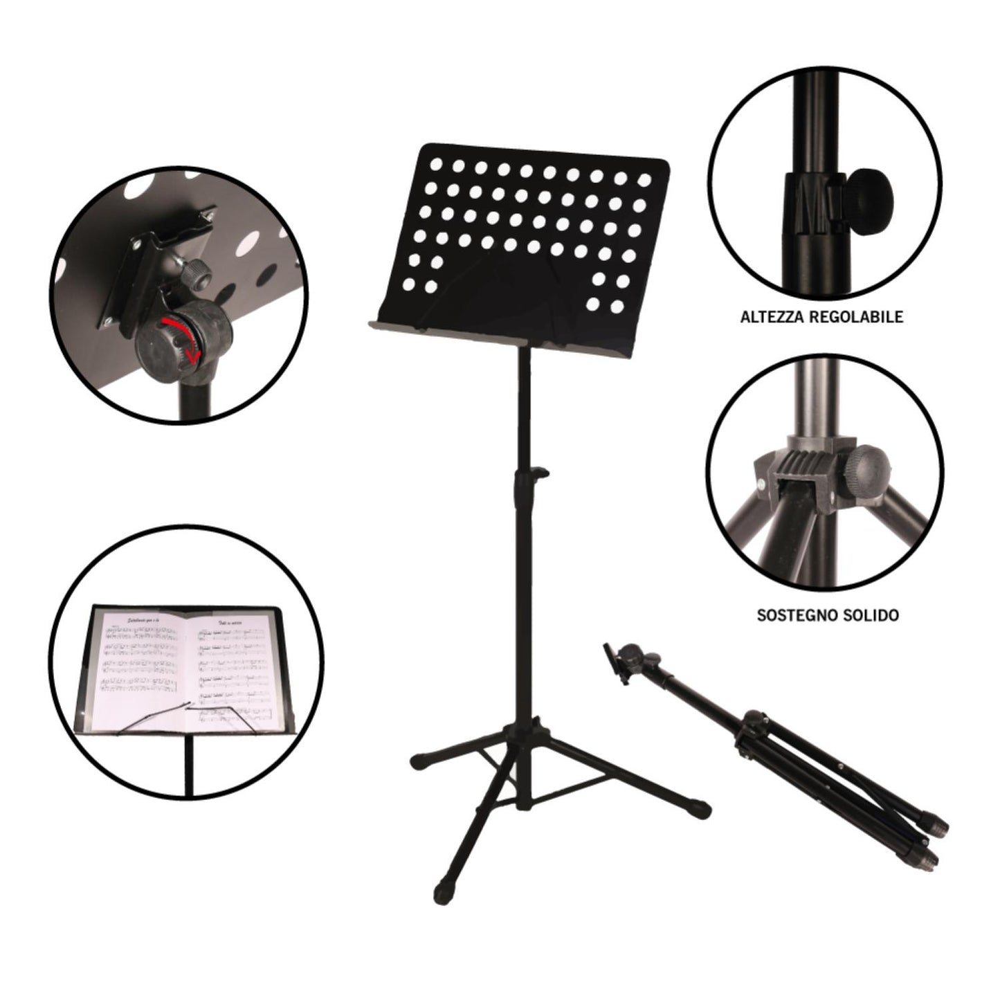 ffalstaff Leggio da Orchestra con Piano in Metallo Forato