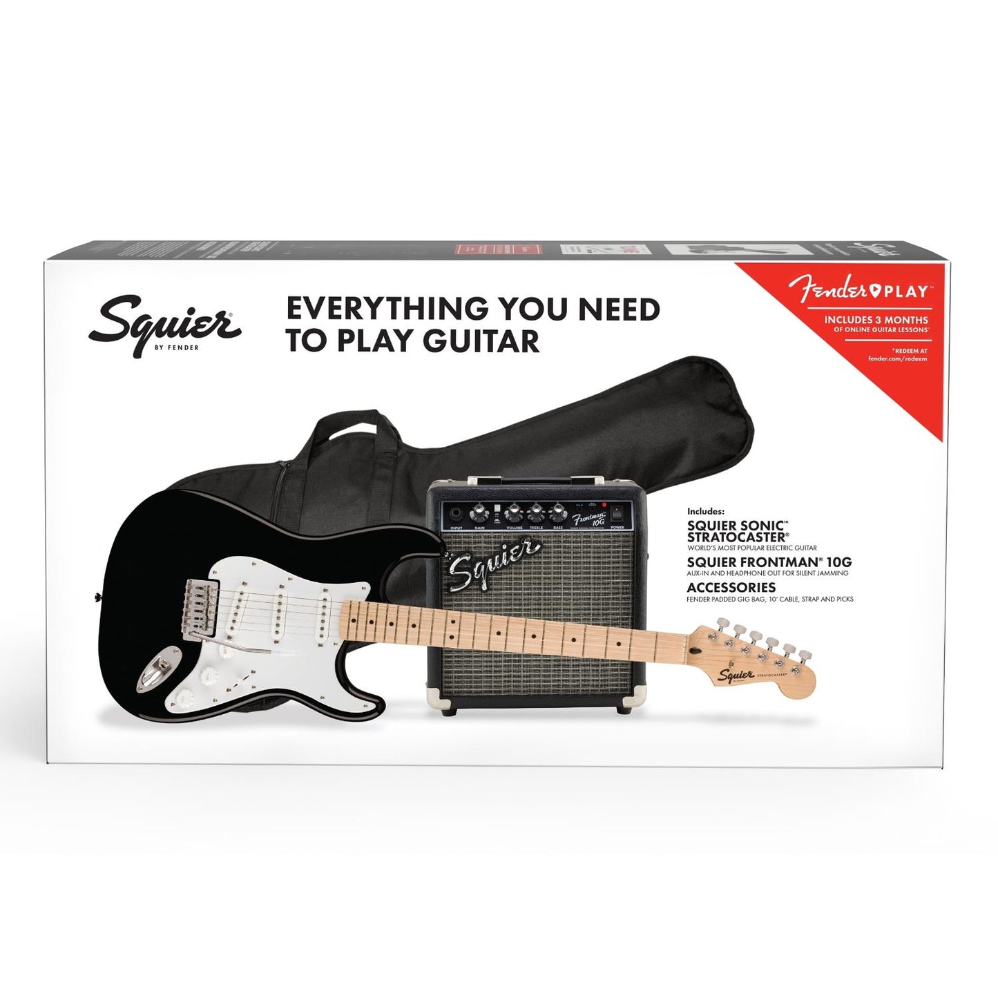 Chitarra Elettrica FENDER Squier Sonic Stratocaster - Strat Pack Black (Chitarra + Ampli + Accessori)