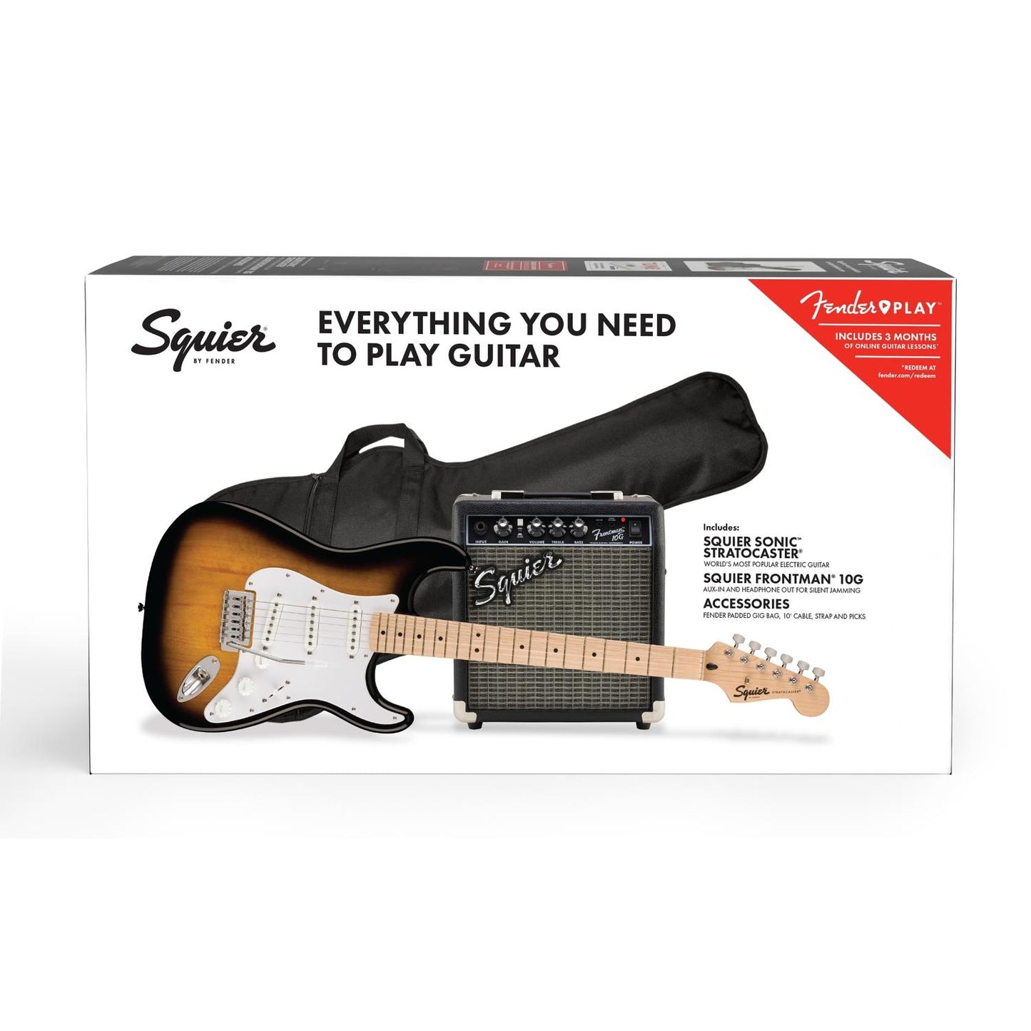 Chitarra elettrica FENDER Squier Sonic Stratocaster - Strat Pack Sunburst (Chitarra + Ampli + Accessori)