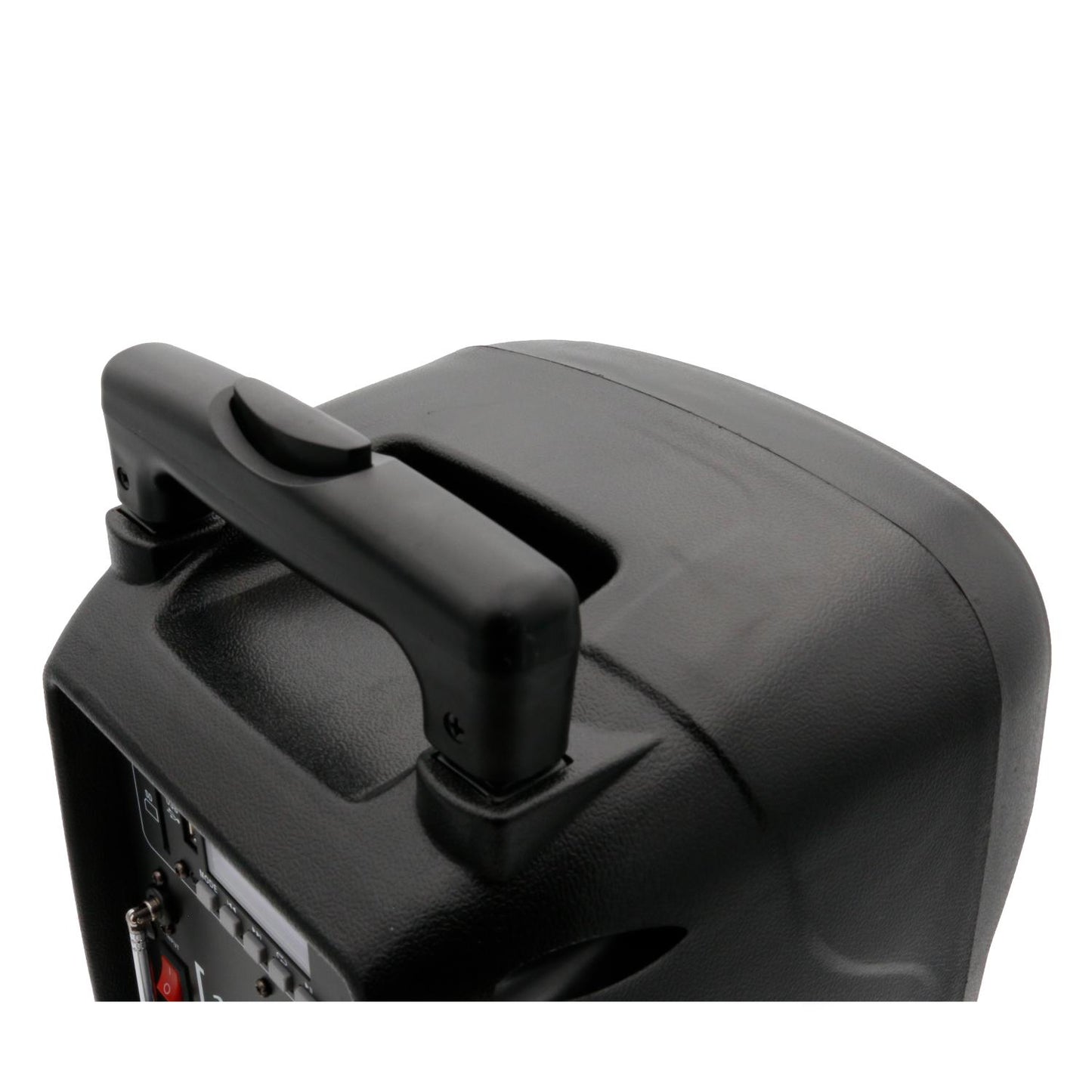 Diffusore Trolley 200W Ricaricabile Woofer da 08' con sistema LED, Display LCD, Player Mp3 (USB/SD), Radio FM, Caricatore USB, Telecomando, 1 Radiomicrofono, Echo SINEXTESIS