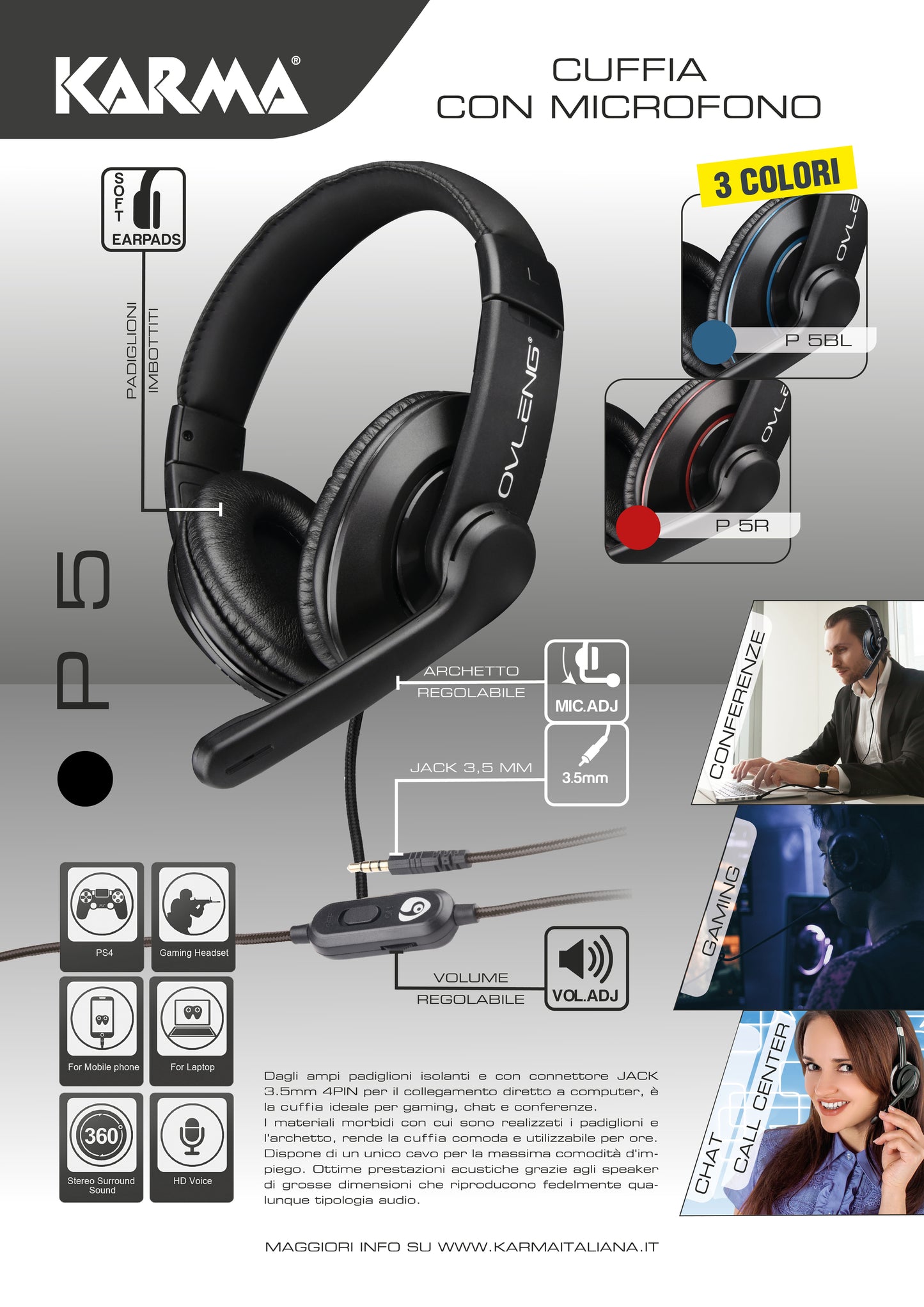 OVLENG Cuffia gaming con microfono P 5