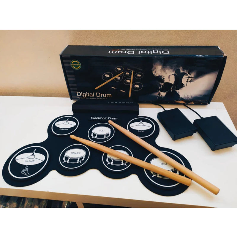 Batteria Elettronica Stereo Portatile con 7 Pad e 2 Pedali - USB - Esposizione Negozio