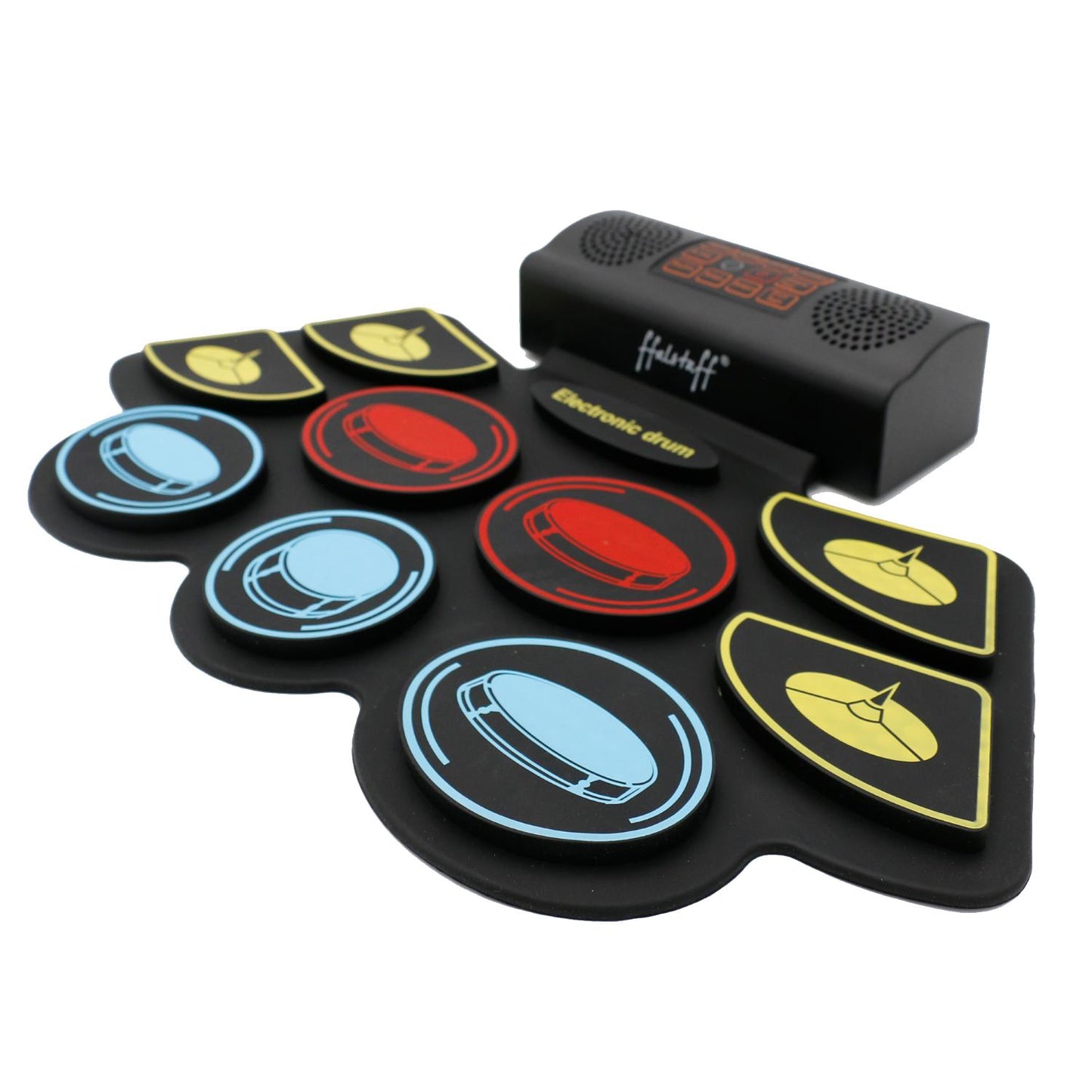 ffalstaff Pad Batteria Elettronica Stereo Portatile con 9 Pad e 2 Pedali (Ricaricabile)