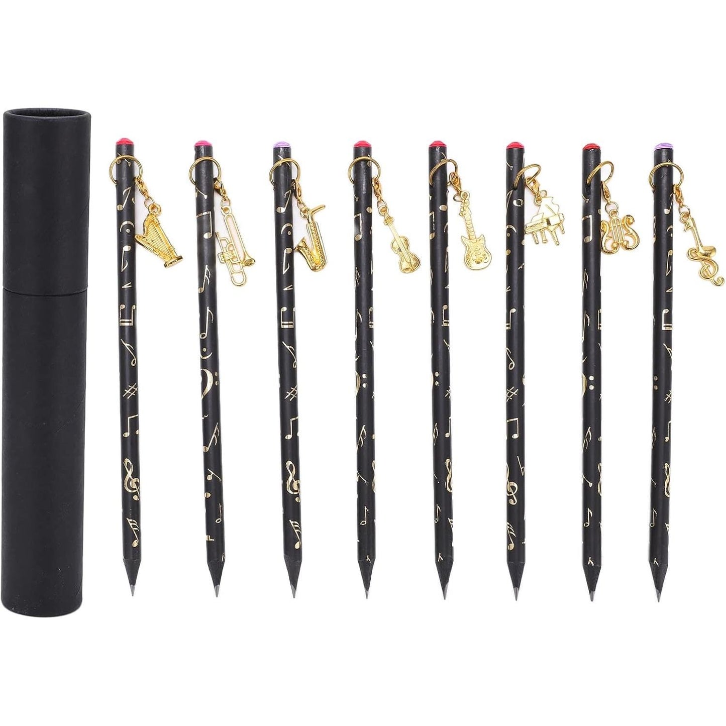 Matite tema musicale con ciondolo con confezione (8 pezzi)