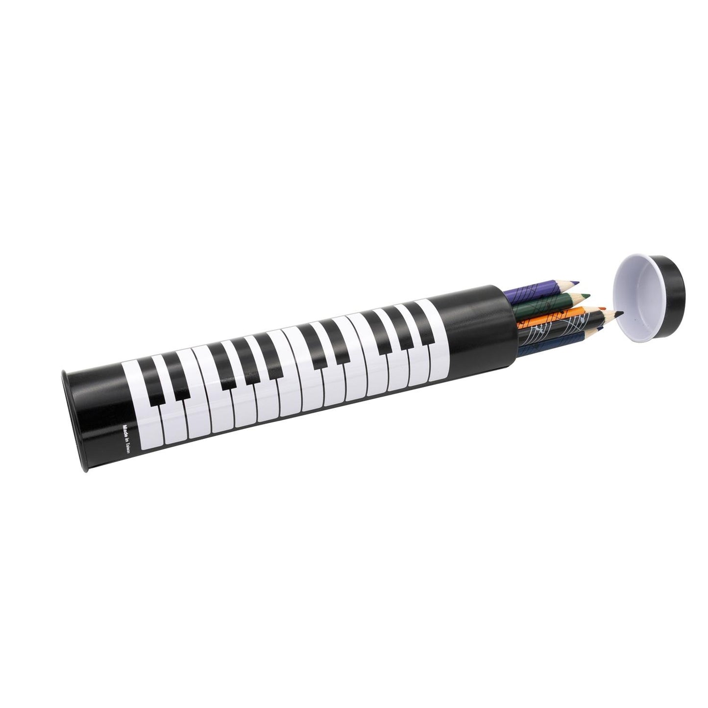 Colored Pencils in Tin Case with Piano Design, Set of 12