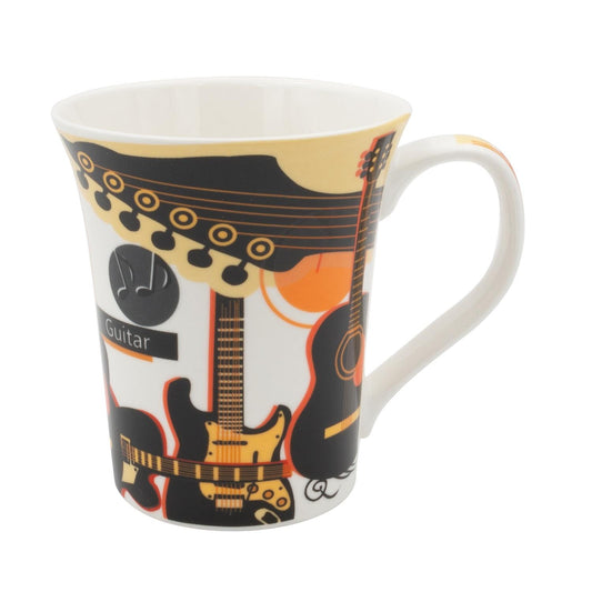 Ceramic mug with guitars