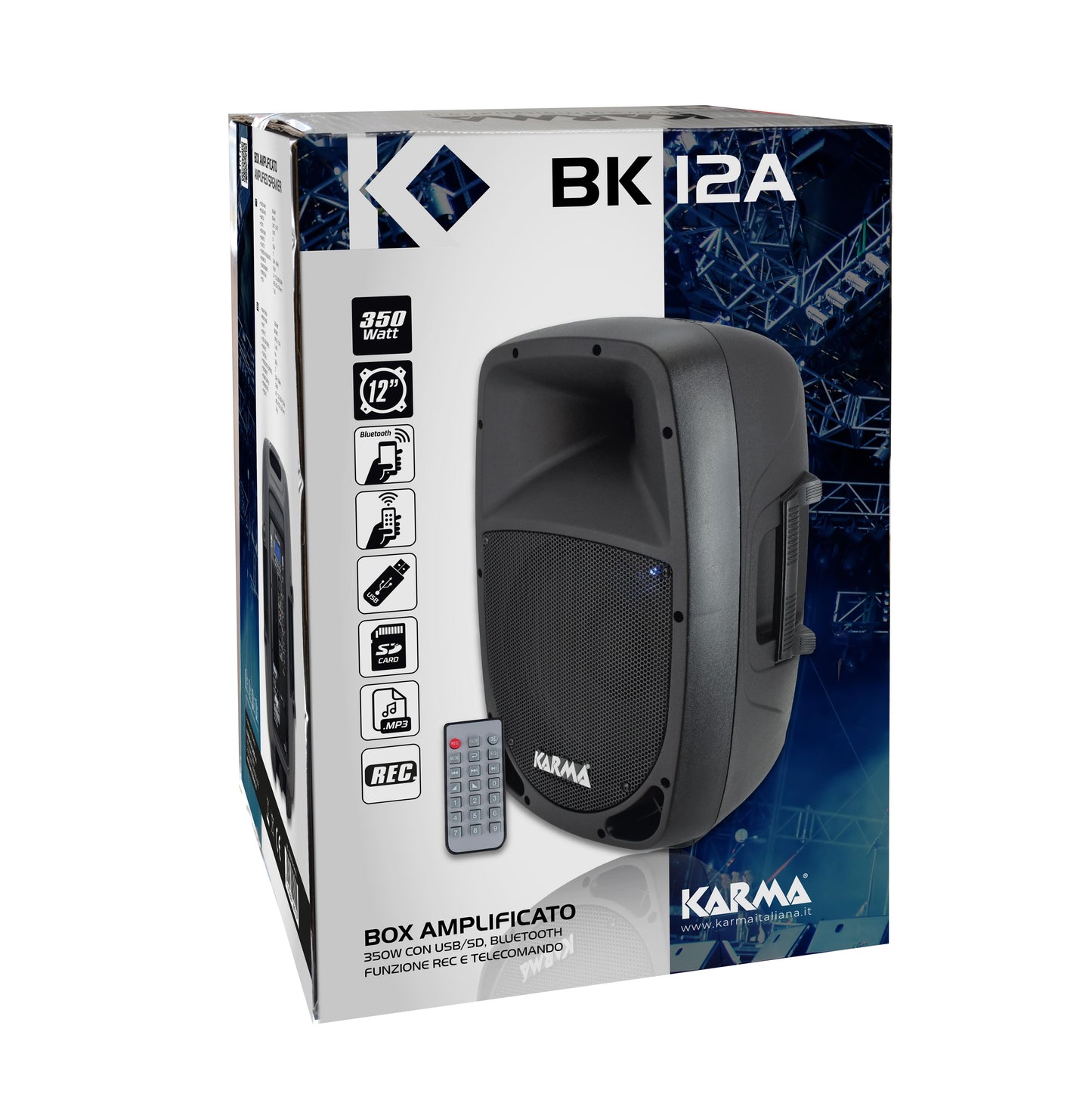 Diffusore - Karma BK12A - Cassa Attiva - Mp3, Bluetooth, USB, FM Radio