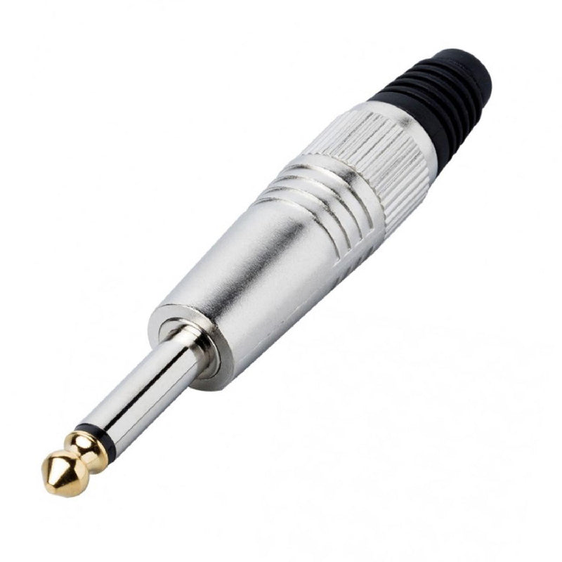 SINEXTESIS Jack Mono Professionale 6,3 mm. con Corpo in Metallo, Punta Dorata e Pinza Interna Stringicavo in Plastica