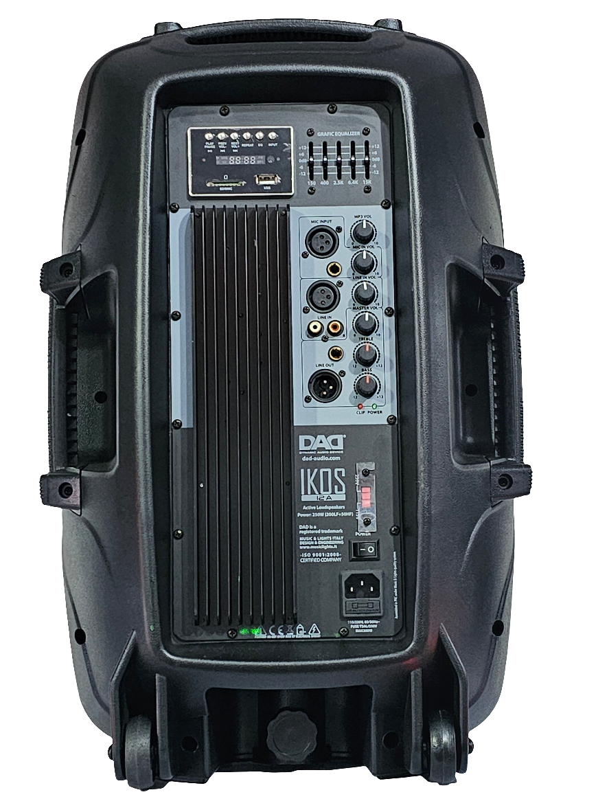 CASSA ACUSTICA IKOS12A - Diffusore attivo, bi-amp, 2-vie 250+50 W, 126dB SPL per eventi live e playback