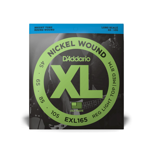 Corde per basso, Nickel Wound, Custom Light, 45-105, Long Scale D’Addario EXL165
