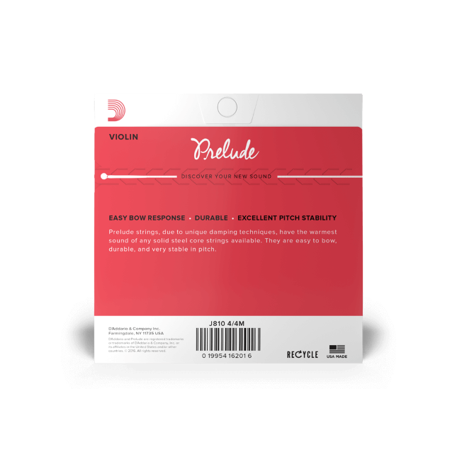 Corde D'Addario Prelude per violino, Set scala 4/4, tensione media