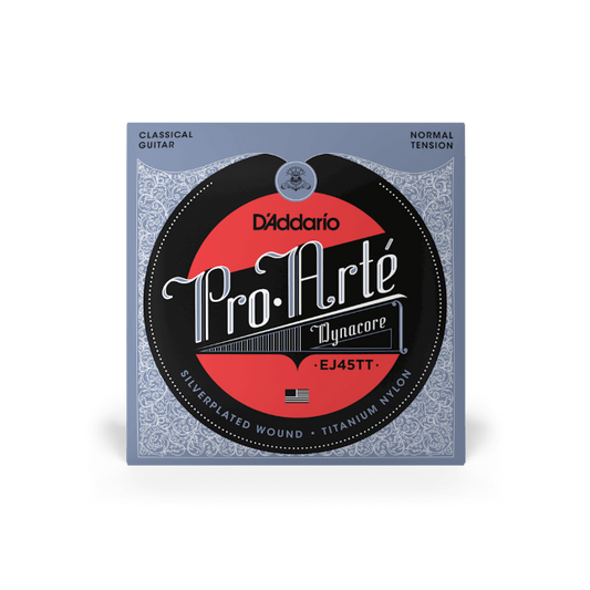 Classical guitar strings, D'Addario Pro-Arte Dynacore, titanium trebles, normal tension EJ45TT