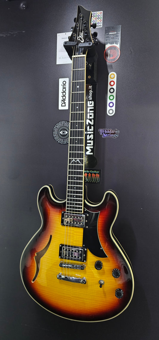Chitarra semiacustica Eko MIA IV SA-VB - 2 pickup humbucker, Vintage Sunburst - USATO.