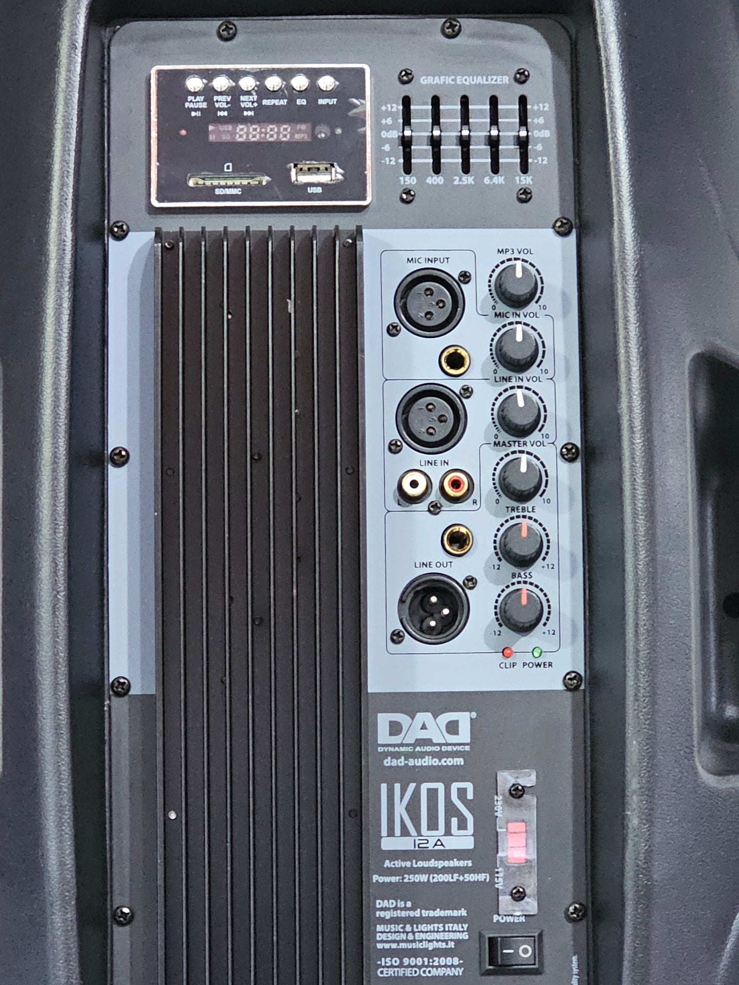 CASSA ACUSTICA IKOS12A - Diffusore attivo, bi-amp, 2-vie 250+50 W, 126dB SPL per eventi live e playback