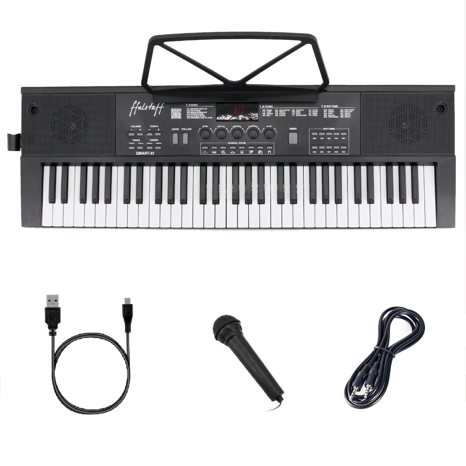 ffalstaff Electronic Keyboard 61 Rechargeable Keys for Recreational Use (USB powered)