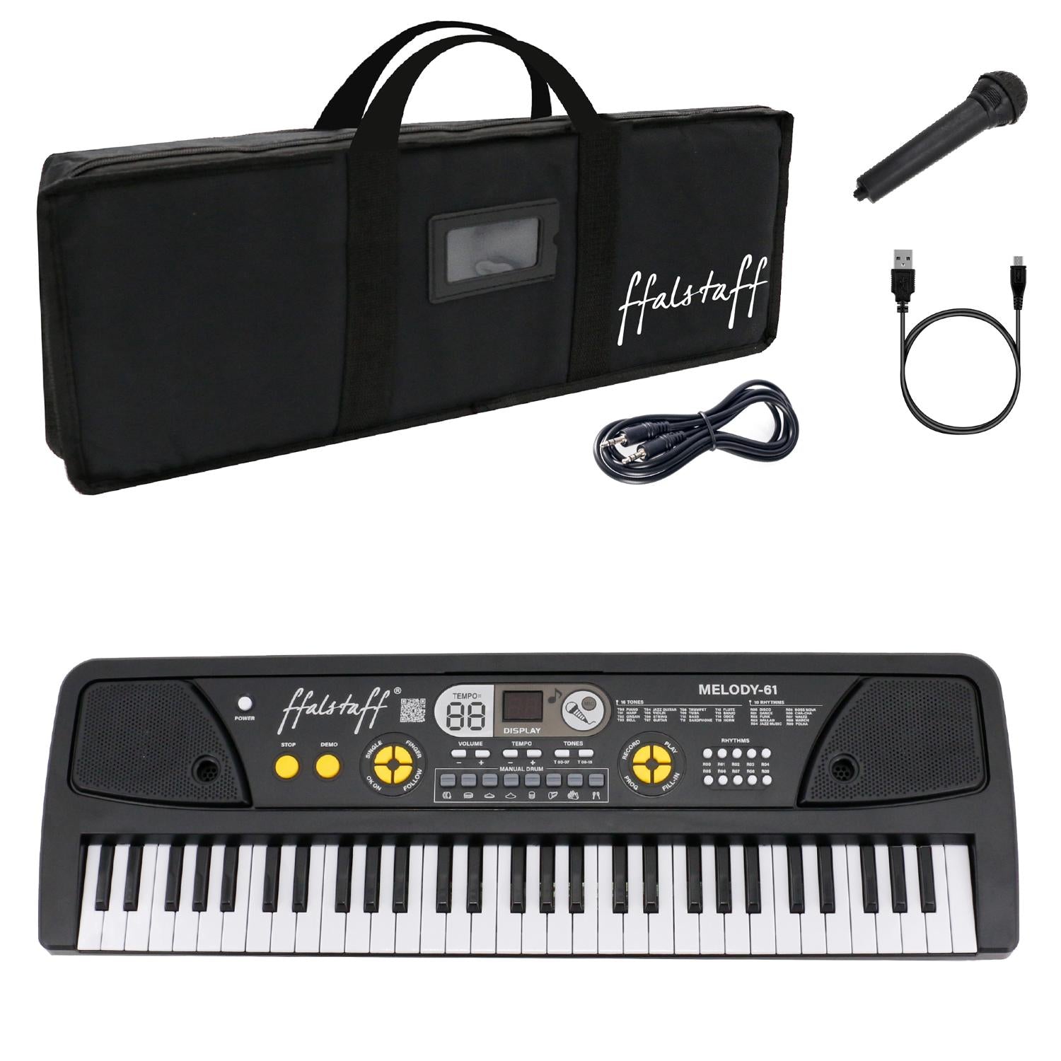 61-Key Electronic Keyboard for Recreational Use with Padded Bag (USB Powered)