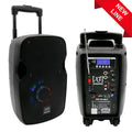 200W Rechargeable Trolley Speaker 8'' Woofer with LED System, LCD Display, MP3 Player (USB/SD), FM Radio, USB Charger, Remote Control, 1 Wireless Microphone, Echo SINEXTESIS