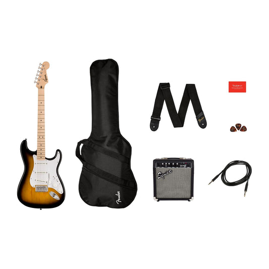 Chitarra elettrica FENDER Squier Sonic Stratocaster - Strat Pack Sunburst (Chitarra + Ampli + Accessori)