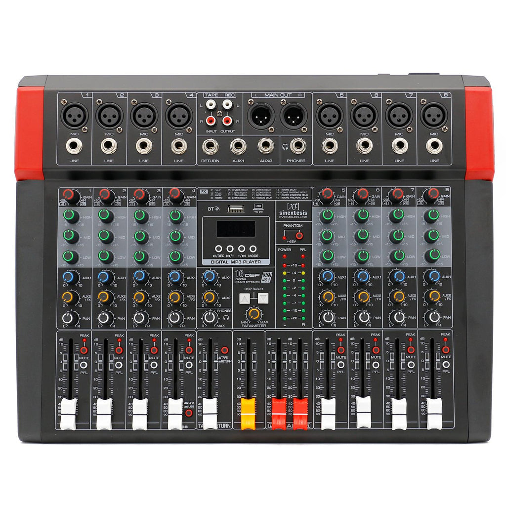 8-channel mixer, DSP multi-effects, USB interface, Mp3 player, Bluetooth SYNEXTESIS