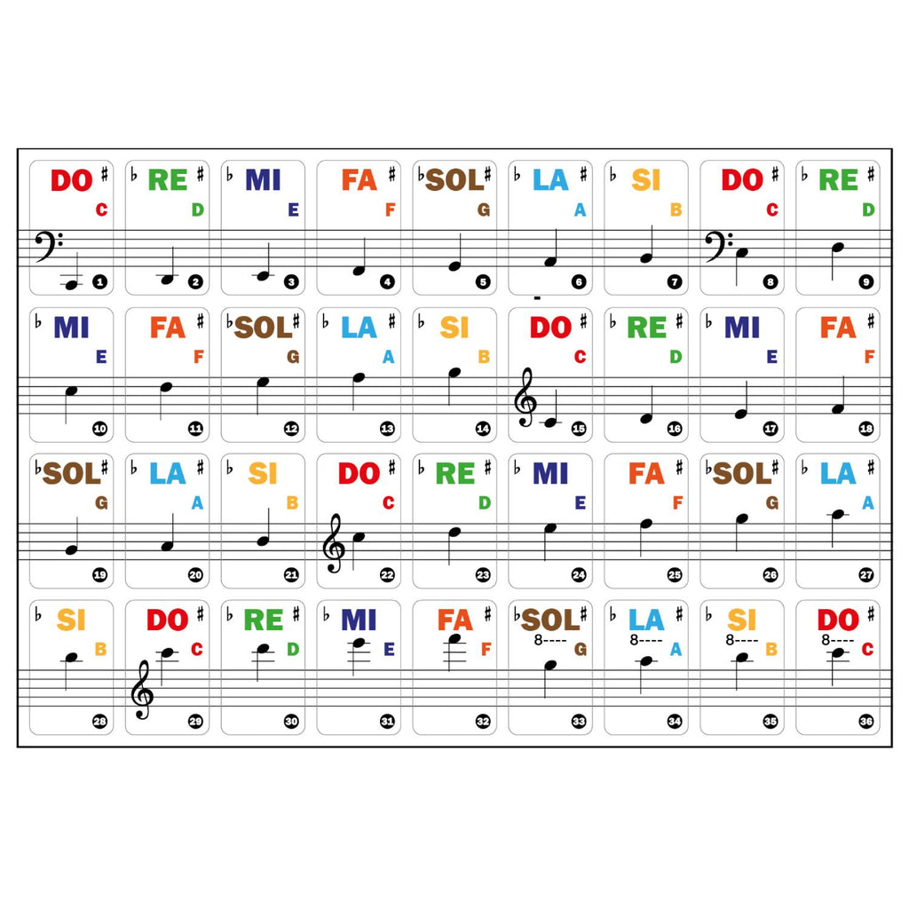 Transparent PVC Keyboard Stickers (32/37/44/49/54/61 Keys)