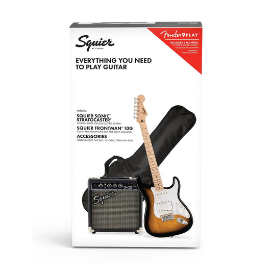 Chitarra elettrica FENDER Squier Sonic Stratocaster - Strat Pack Sunburst (Chitarra + Ampli + Accessori)