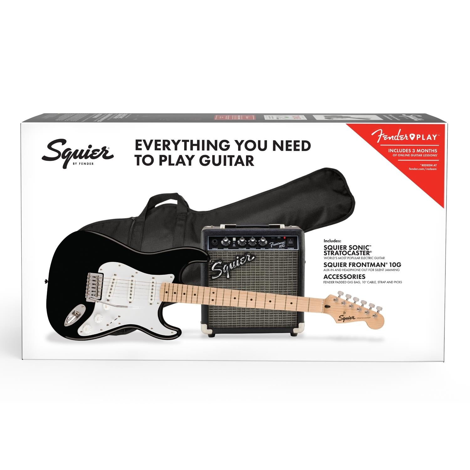Chitarra Elettrica FENDER Squier Sonic Stratocaster - Strat Pack Black (Chitarra + Ampli + Accessori)
