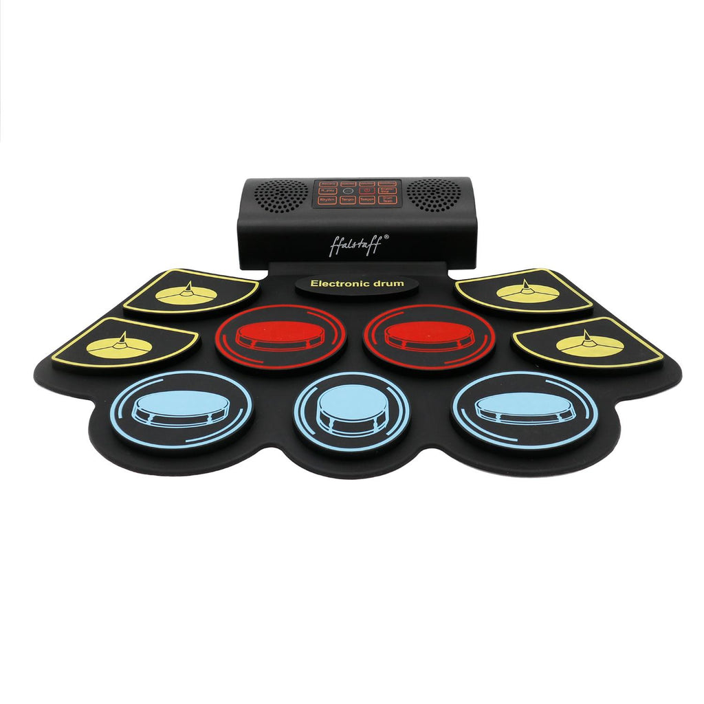ffalstaff Portable Stereo Electronic Drum Pad with 9 Pads and 2 Pedals (Rechargeable)