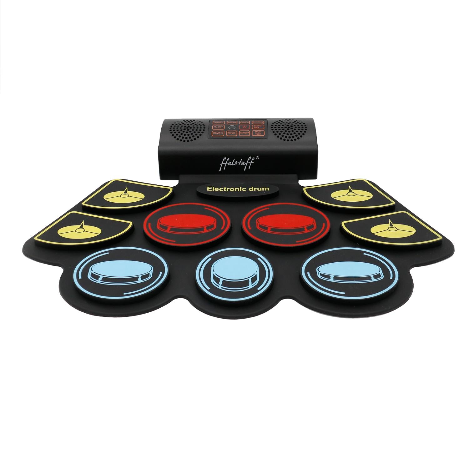 ffalstaff Portable Stereo Electronic Drum Pad with 9 Pads and 2 Pedals (Rechargeable)