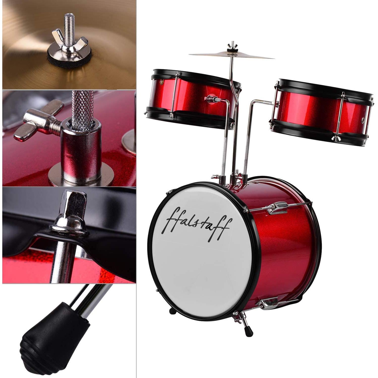 ffalstaff Complete 3-Piece Baby Drum Set (Red)