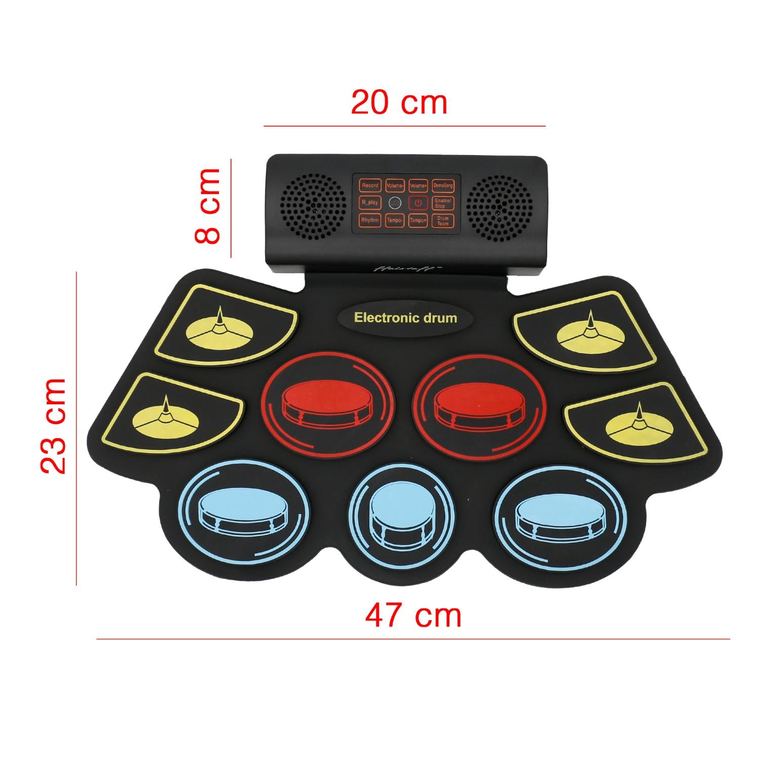 ffalstaff Portable Stereo Electronic Drum Pad with 9 Pads and 2 Pedals (Rechargeable)