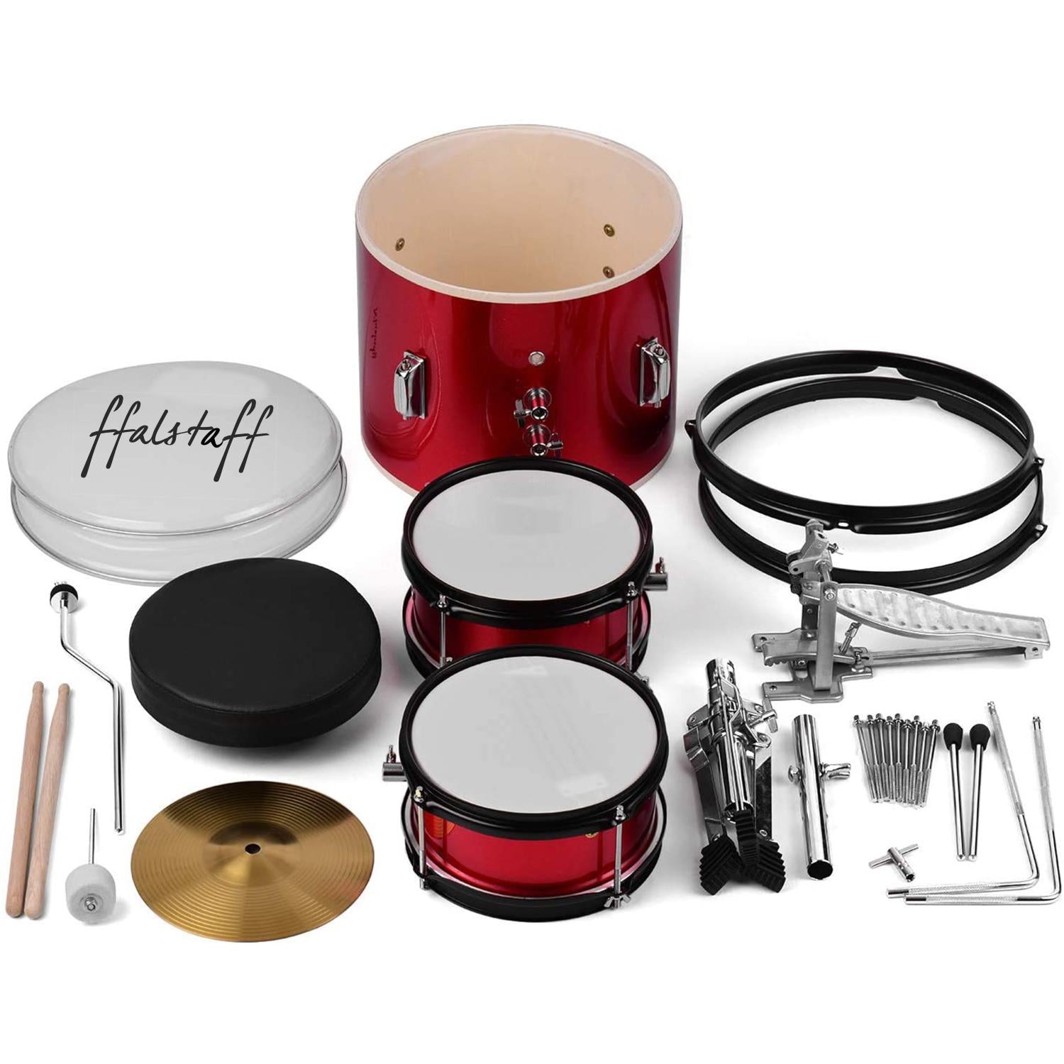 ffalstaff Complete 3-Piece Baby Drum Set (Red)