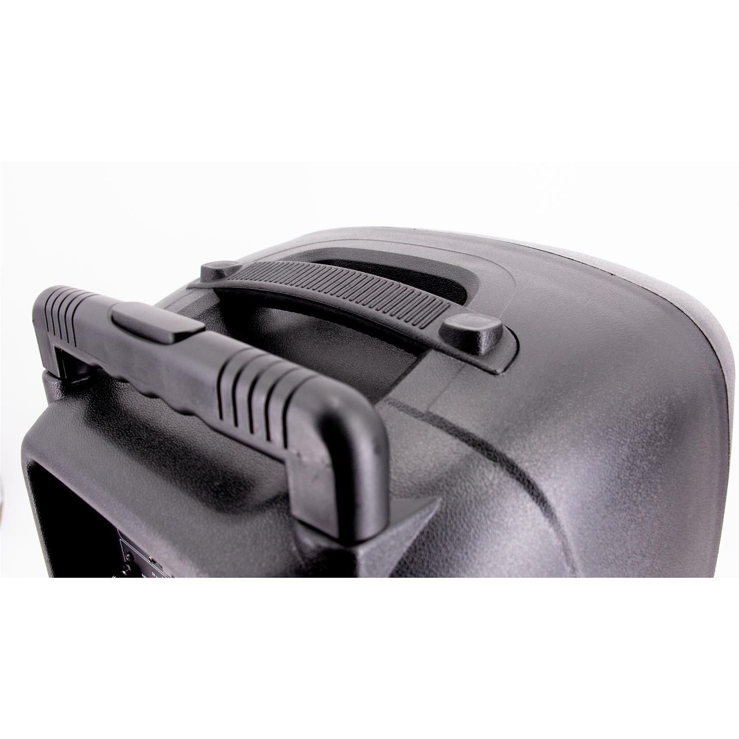 400W Rechargeable Trolley Speaker 12" Woofer with LED system, 2 Wireless Microphones, vocal effects