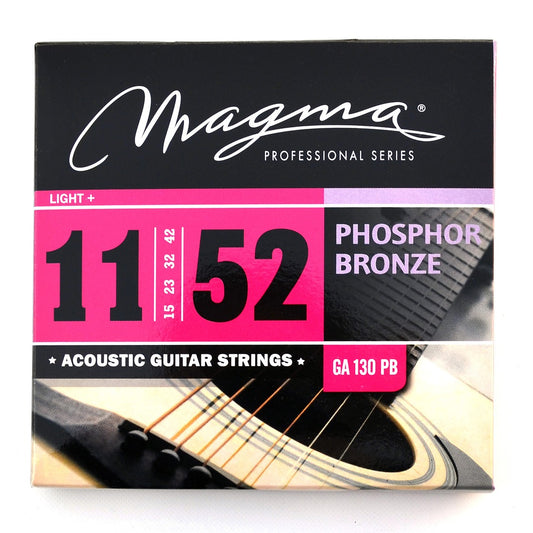 Corde acustiche Magma GA130PB in bronzo fosforoso,  Light+ 11-52
