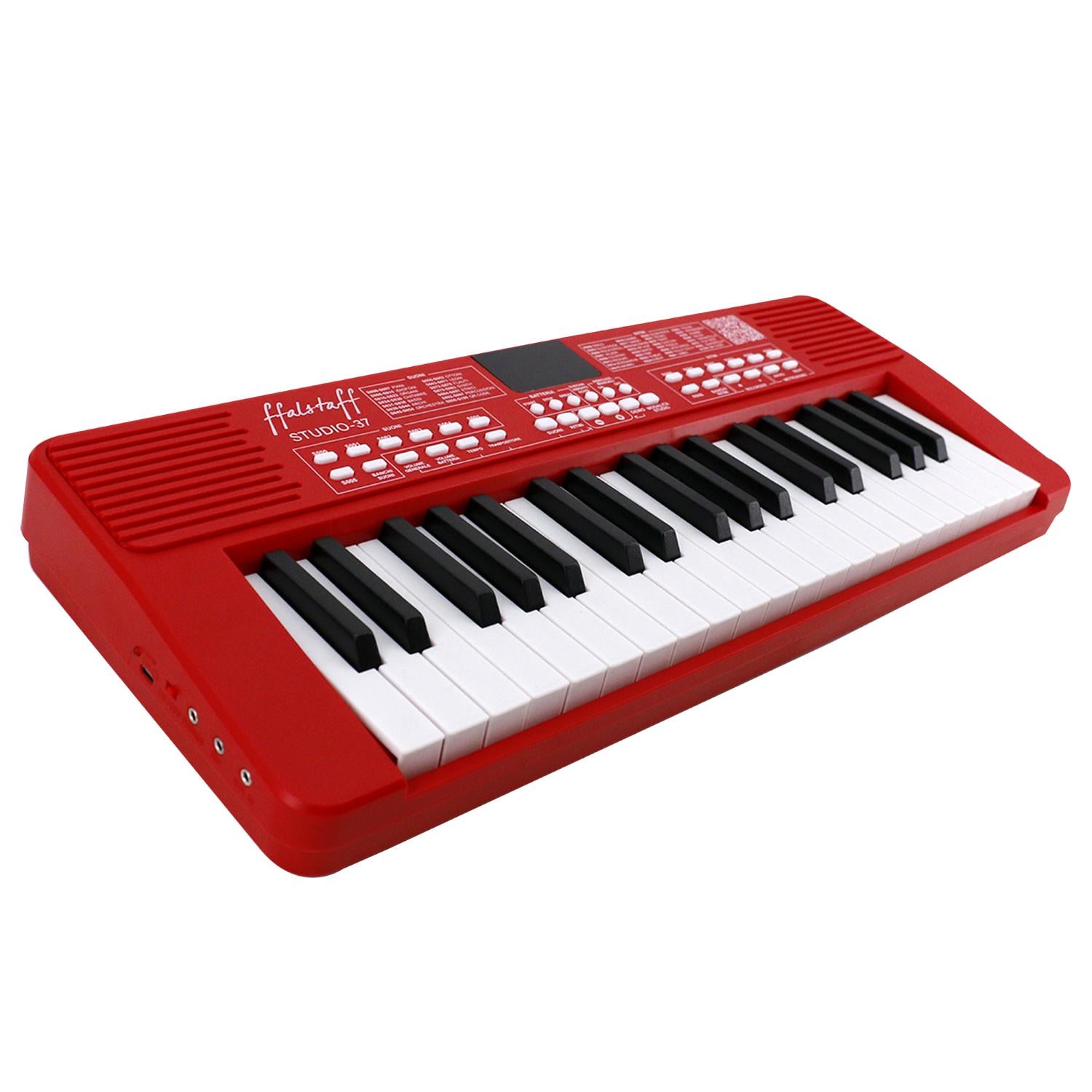 ffalstaff Rechargeable 37-key Electronic Keyboard for School Use "Italian Design" with 200 Tones, 200 Rhythms, 50 Demo Songs RED