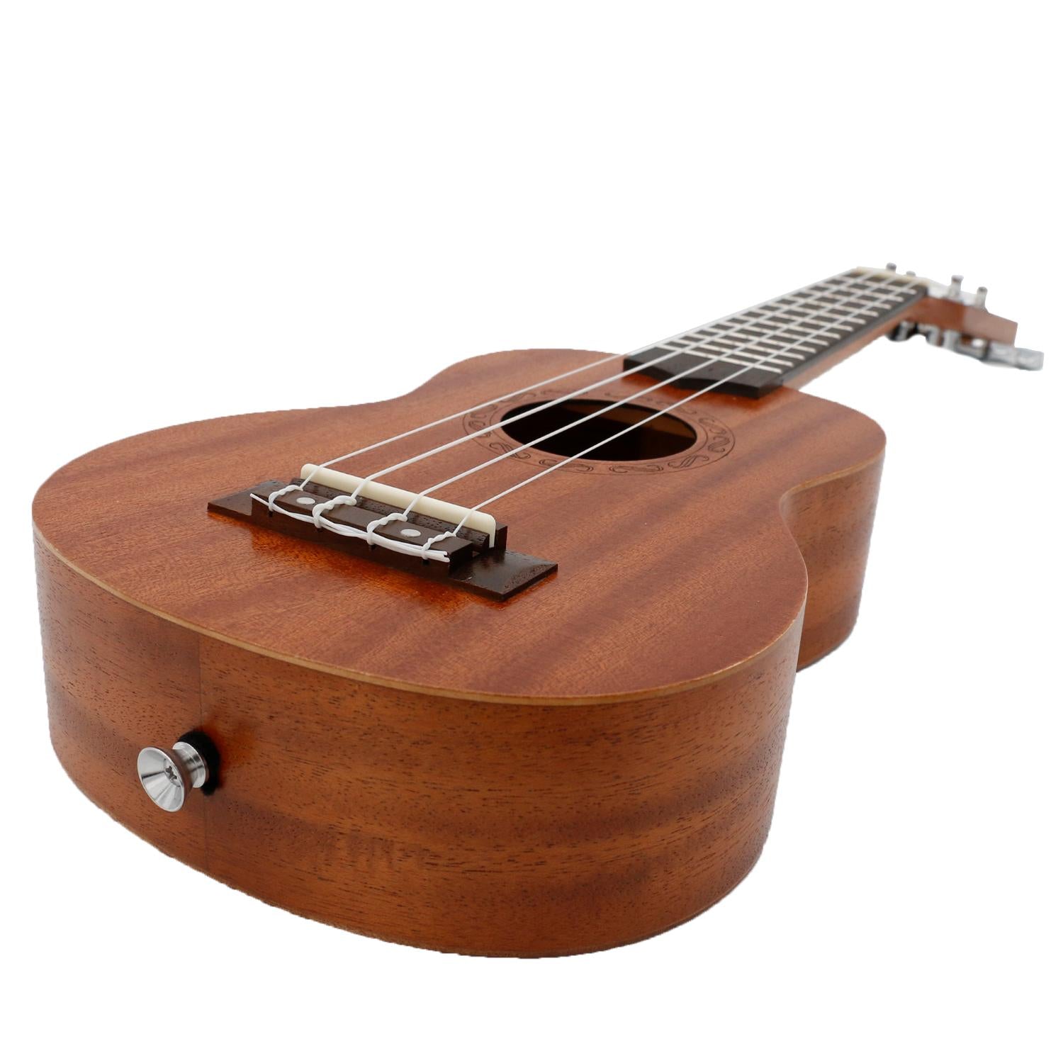 "Soprano" Ukulele with inlaid wood rosette and Falstaff Bag - Dark Natural