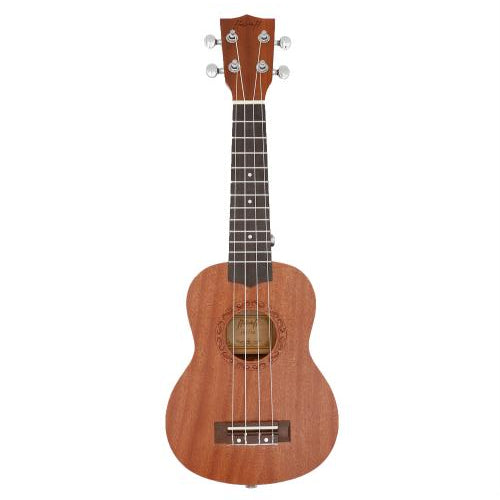 "Soprano" Ukulele with inlaid wood rosette and Falstaff Bag - Dark Natural