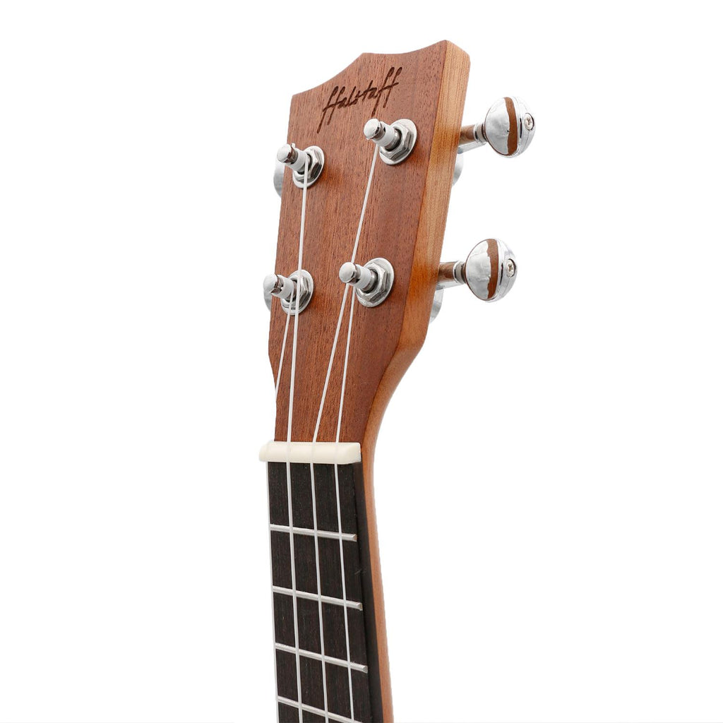"Soprano" Ukulele with inlaid wood rosette and Falstaff Bag - Dark Natural