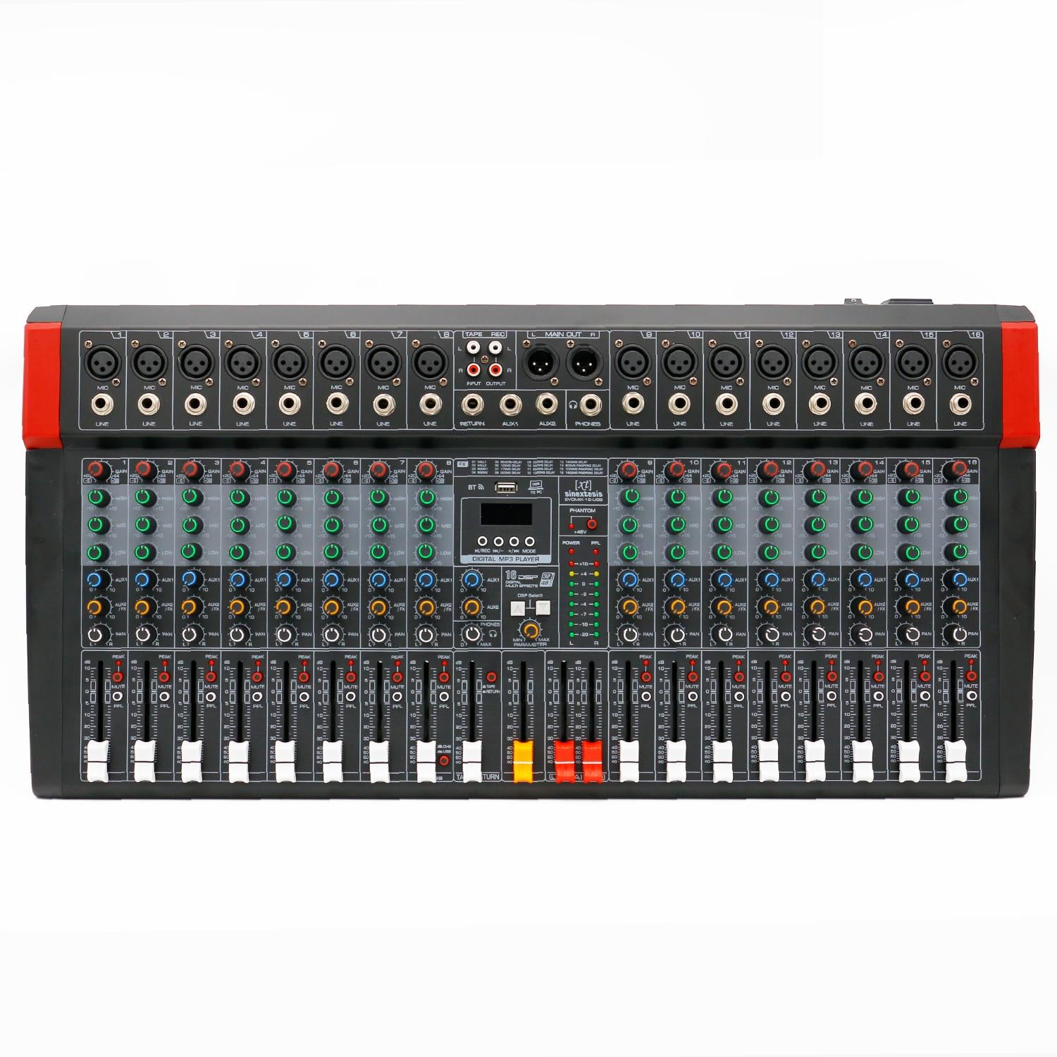16-channel mixer, DSP multi-effect, USB interface, Mp3 player, Bluetooth SINEXTESIS
