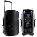 400W Rechargeable Trolley Speaker 12" Woofer with LED system, 2 Wireless Microphones, vocal effects