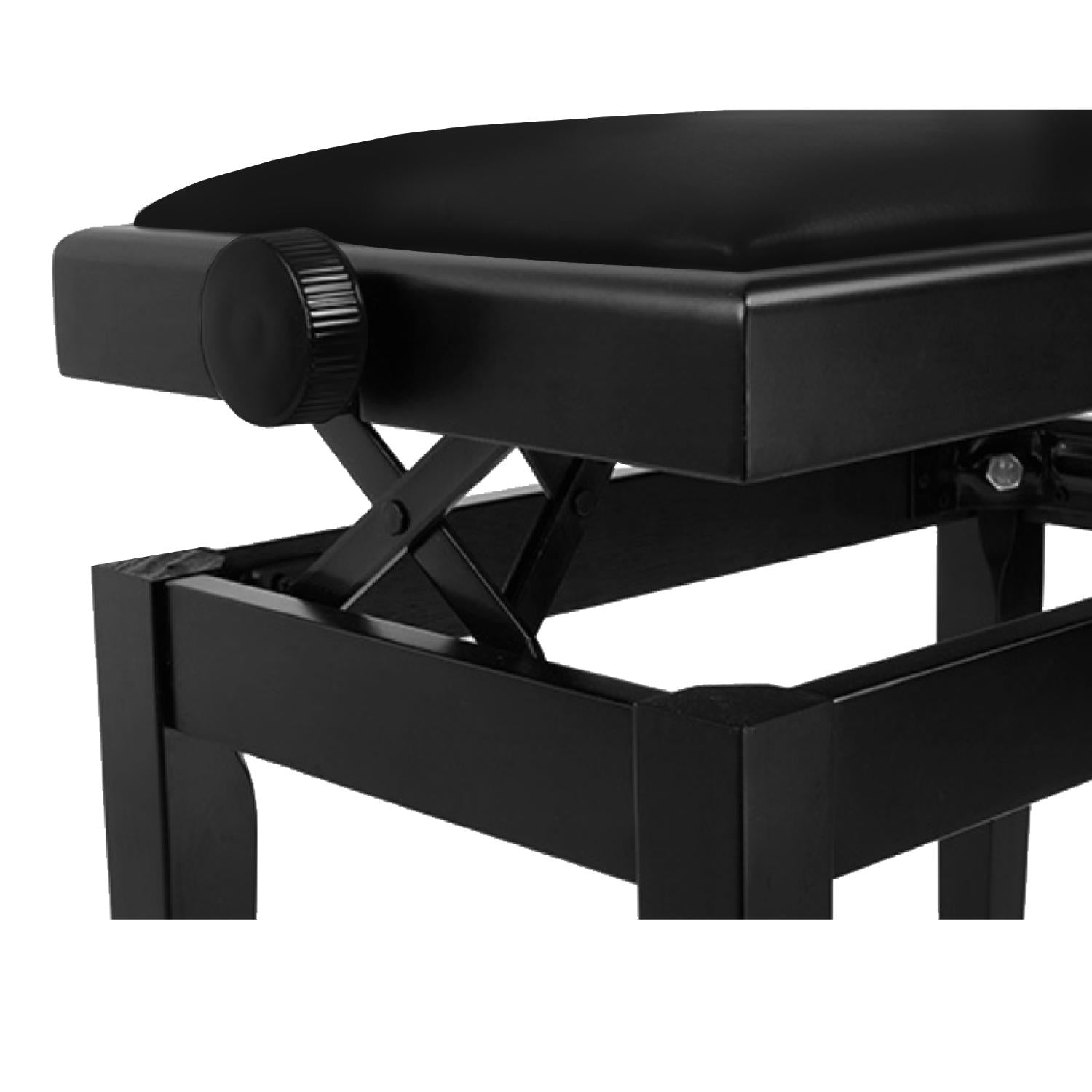 Adjustable Height Wooden Piano Bench with Faux Leather Seat