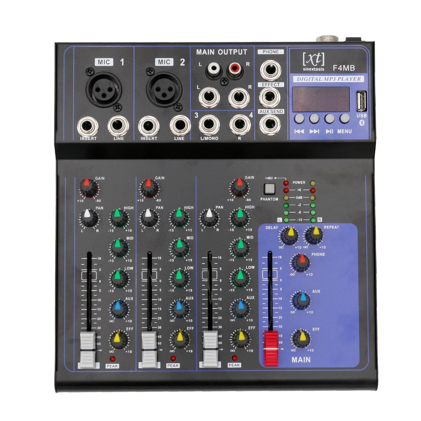 SINEXTESIS 4-Channel Mixer MP3 USB Bluetooth with Echo Effect