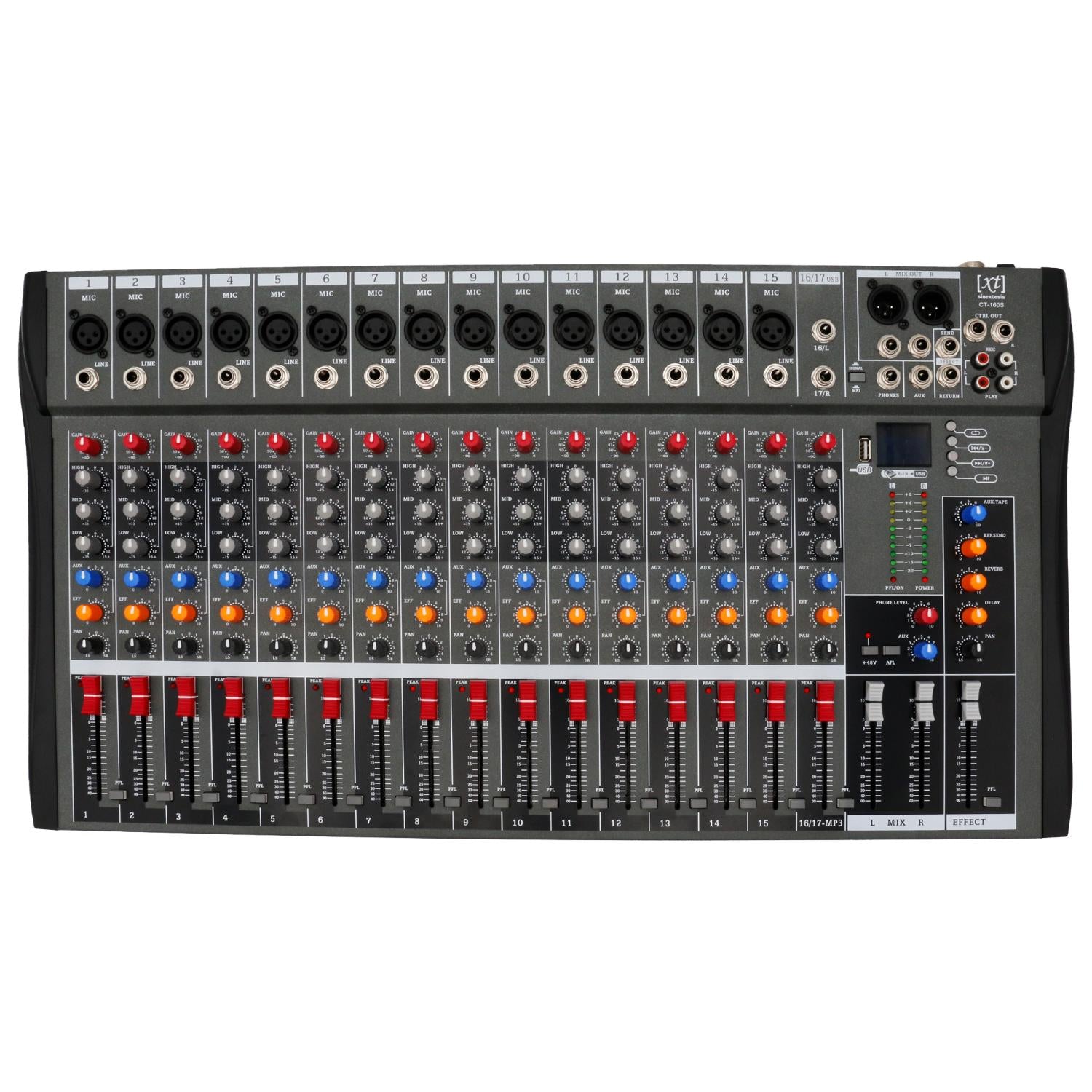 16-channel (true) MP3 USB Bluetooth Mixer/Audio Interface with effects