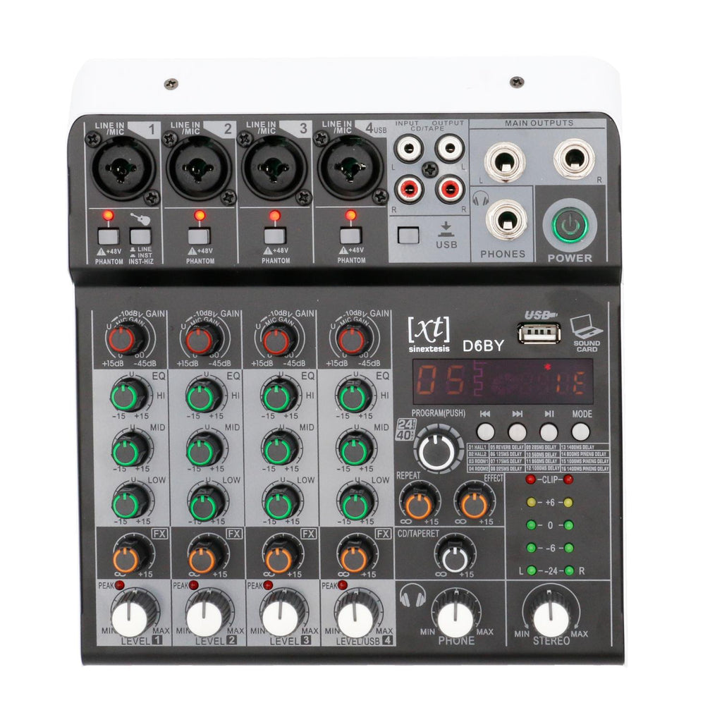 4-channel USB Bluetooth MP3 Mixer/Audio Interface with 16-effect 24-bit DSP by SINEXTESIS