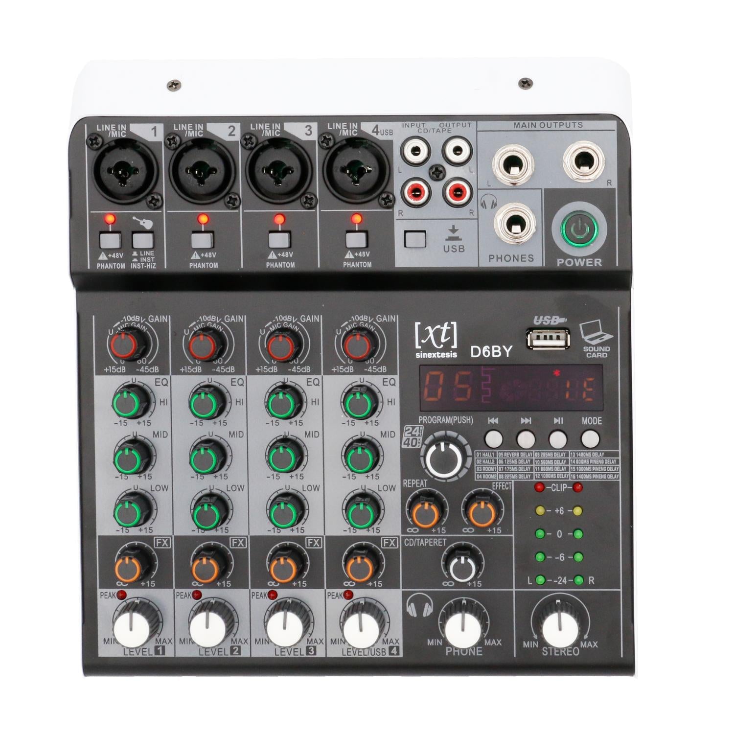 4-channel USB Bluetooth MP3 Mixer/Audio Interface with 16-effect 24-bit DSP by SINEXTESIS
