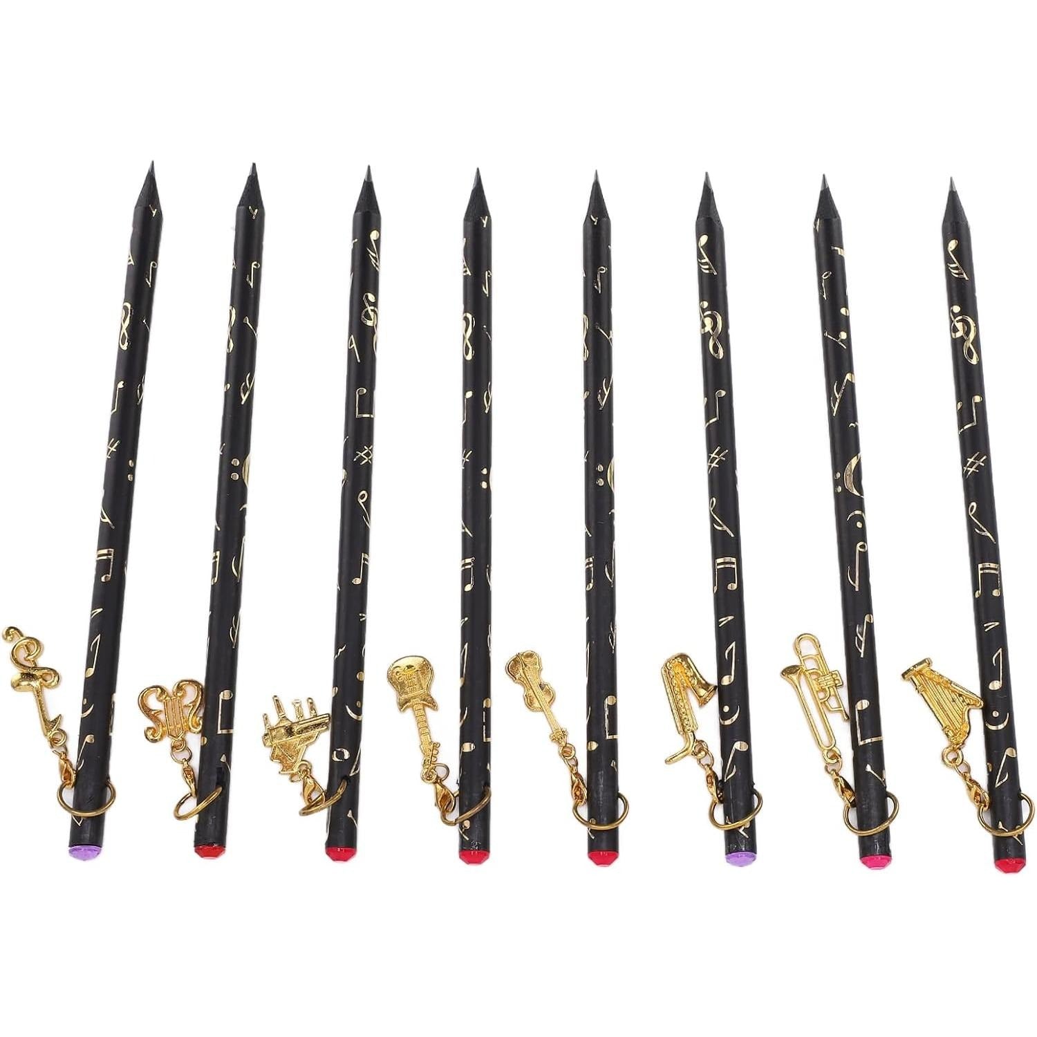 Musical-themed pencils with charm and packaging (8 pieces)